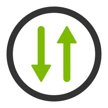 Arrows Exchange Vertical flat eco green and gray colors rounded raster icon Stock Illustration