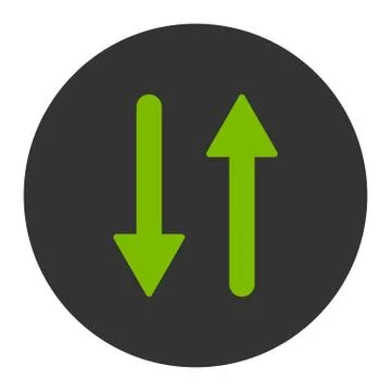 Arrows Exchange Vertical flat eco green and gray colors round button Stock Illustration