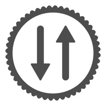 Arrows Exchange Vertical flat gray color round stamp icon Stock Illustration