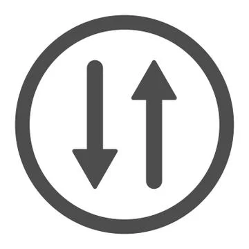 Arrows Exchange Vertical flat gray color rounded vector icon Stock Illustration