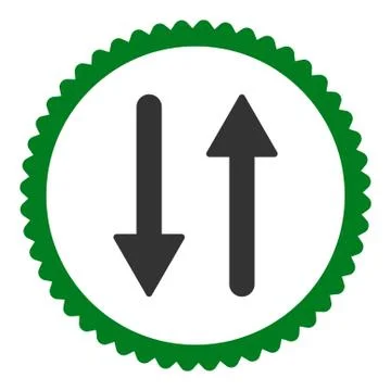 Arrows Exchange Vertical flat green and gray colors round stamp icon Stock Illustration