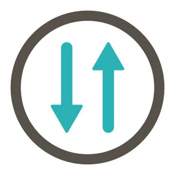 Arrows Exchange Vertical flat grey and cyan colors rounded vector icon Illustrazione stock