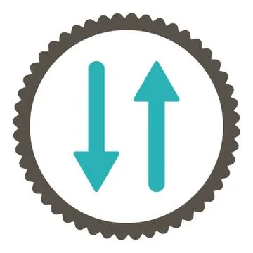 Arrows Exchange Vertical flat grey and cyan colors round stamp icon 스톡 일러스트
