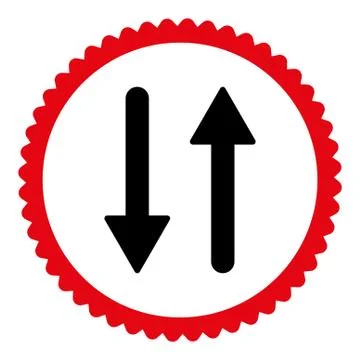 Arrows Exchange Vertical flat intensive red and black colors round stamp icon Stock Illustration
