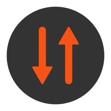 Arrows Exchange Vertical flat orange and gray colors round button Stock Illustration