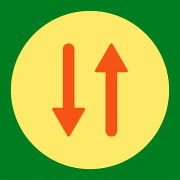 Arrows Exchange Vertical flat orange and yellow colors round button Stock Illustration