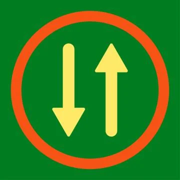 Arrows Exchange Vertical flat orange and yellow colors rounded vector icon Stock Illustration