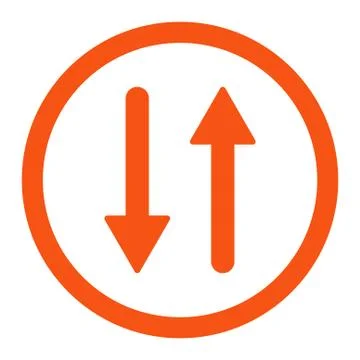 Arrows Exchange Vertical flat orange color rounded raster icon Stock Illustration