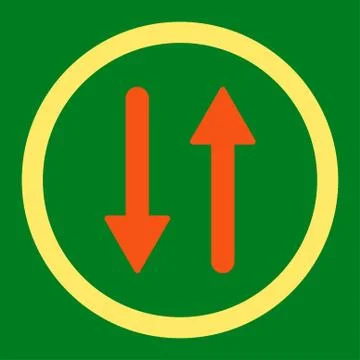 Arrows Exchange Vertical flat orange and yellow colors rounded vector icon Stock Illustration