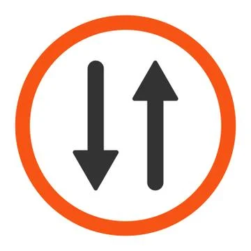 Arrows Exchange Vertical flat orange and gray colors rounded vector icon Stock Illustration