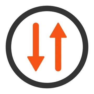Arrows Exchange Vertical flat orange and gray colors rounded vector icon Stock Illustration