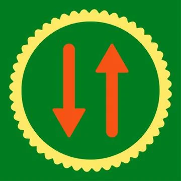 Arrows Exchange Vertical flat orange and yellow colors round stamp icon Stock Illustration