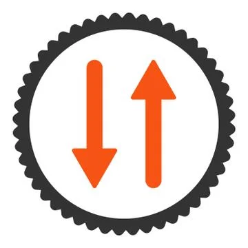 Arrows Exchange Vertical flat orange and gray colors round stamp icon Stock Illustration