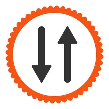 Arrows Exchange Vertical flat orange and gray colors round stamp icon Illustrazione stock