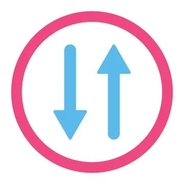 Arrows Exchange Vertical flat pink and blue colors rounded vector icon Illustrazione stock