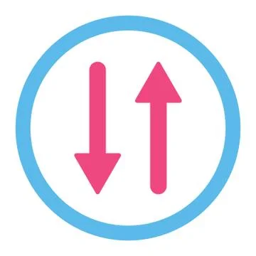 Arrows Exchange Vertical flat pink and blue colors rounded vector icon Illustrazione stock