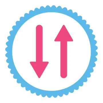 Arrows Exchange Vertical flat pink and blue colors round stamp icon Stock Illustration