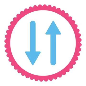 Arrows Exchange Vertical flat pink and blue colors round stamp icon Stock Illustration