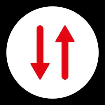 Arrows Exchange Vertical flat red and white colors round button Stock Illustration