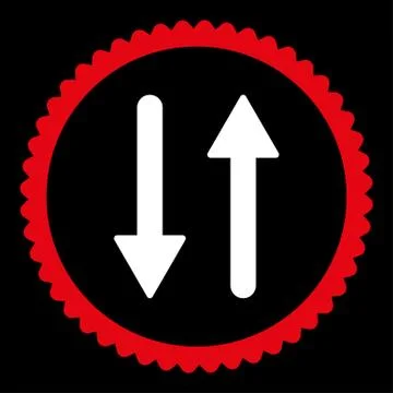 Arrows Exchange Vertical flat red and white colors round stamp icon Stock Illustration