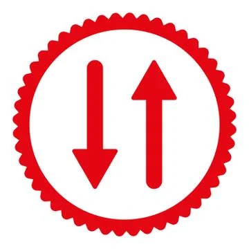 Arrows Exchange Vertical flat red color round stamp icon Stock Illustration