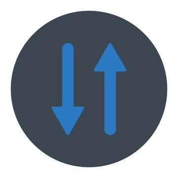 Arrows Exchange Vertical flat smooth blue colors round button Stock Illustration