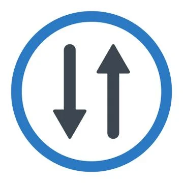 Arrows Exchange Vertical flat smooth blue colors rounded vector icon Illustrazione stock