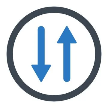 Arrows Exchange Vertical flat smooth blue colors rounded raster icon 스톡 일러스트