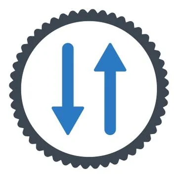Arrows Exchange Vertical flat smooth blue colors round stamp icon 스톡 일러스트