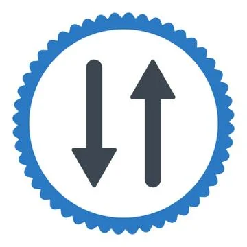 Arrows Exchange Vertical flat smooth blue colors round stamp icon Stock Illustration