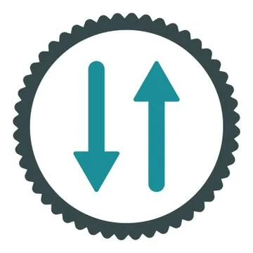 Arrows Exchange Vertical flat soft blue colors round stamp icon Stock Illustration