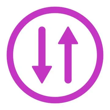 Arrows Exchange Vertical flat violet color rounded vector icon Stock Illustration