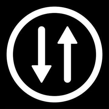 Arrows Exchange Vertical flat white color rounded vector icon Illustrazione stock