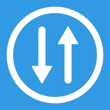 Arrows Exchange Vertical flat white color rounded vector icon Stock Illustration