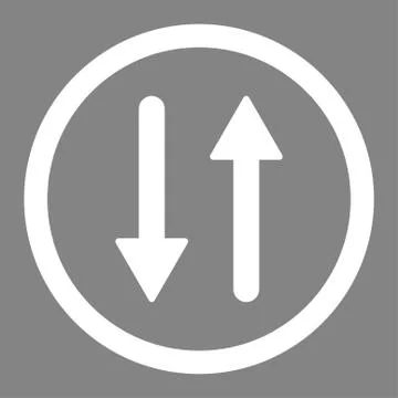 Arrows Exchange Vertical flat white color rounded vector icon Stock Illustration