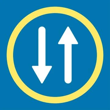 Arrows Exchange Vertical flat yellow and white colors rounded raster icon Stock Illustration