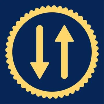 Arrows Exchange Vertical flat yellow color round stamp icon Illustrazione stock