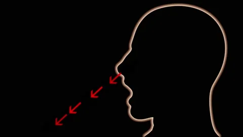 Arrows exiting nose . 3d animation render Stock Footage 198900307