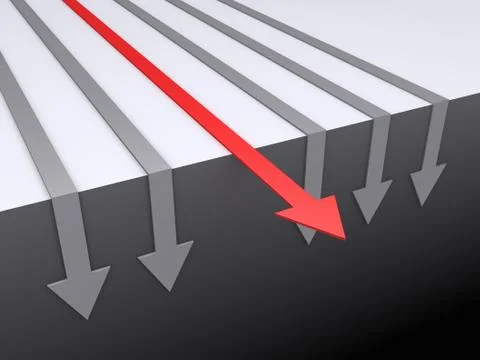 Arrows fall down except one Illustrazione stock