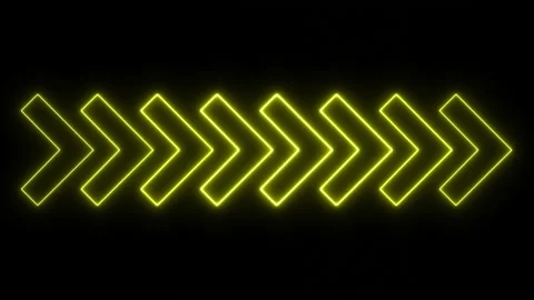 Arrows flashing on and off in sequence on black background. Stock Footage 142685905