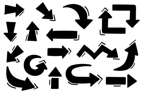 Arrows flat doodle collection.Vector illustration. Stock Illustration