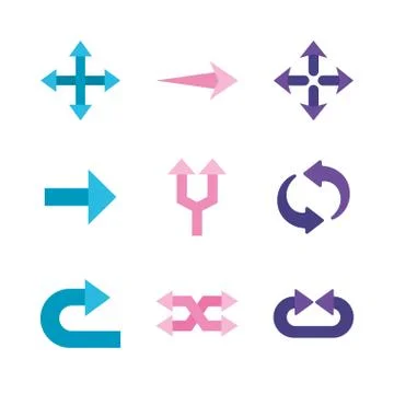 Arrows flat style icon set vector design Stock Illustration