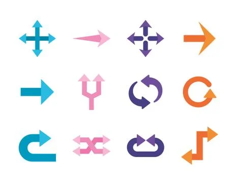 Arrows flat style set icons vector design Stock Illustration