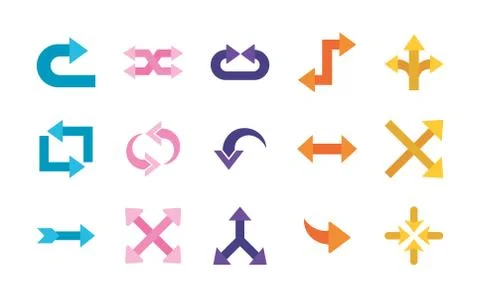 Arrows flat style set of icons vector design Stock Illustration