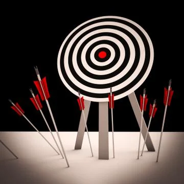 Arrows on floor showing missing objective Stock Illustration