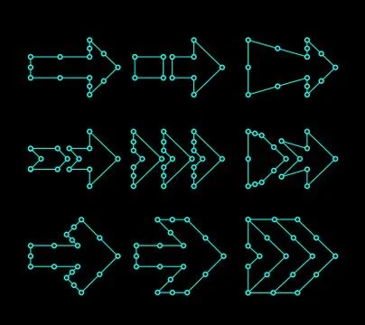Arrows in the form of lines, dots connected. HUD interface design Stock Illustration