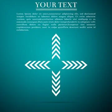 Arrows in four directions icon isolated on blue background. Flat design. Vector Stock Illustration