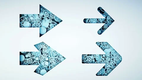 Arrows from gears. Realistic 4k flat animation. Stock Footage 83051428