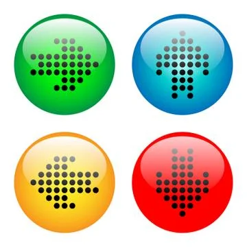 Arrows glass button icon set Stock Illustration