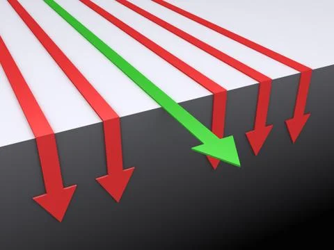 Arrows going down except one Stock Illustration